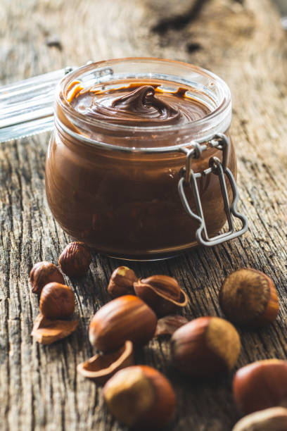 istock Sweet hazelnut spread. Chocolate cream. 1241633057