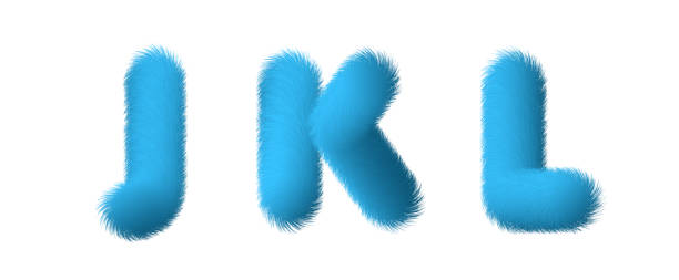 istock Set of High Quality 3D Shaggy Letter J K L on White Background 1241690119