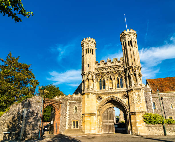 The Fyndon Gate of St. Augustine Abbey in Canterbury, England The Fyndon Gate of St. Augustine Abbey in Canterbury - Kent, UK canterbury england photos stock pictures, royalty-free photos & images