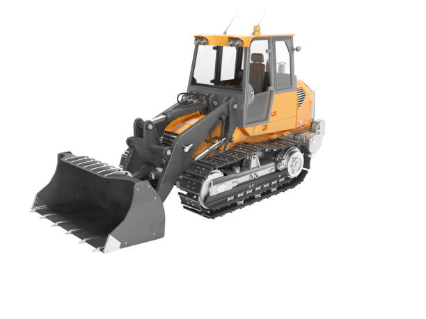istock Modern tractor crawler loader with front bucket rear render on white background no shadow 1241700897