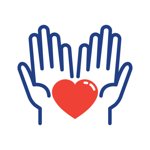 ilustraciones, imágenes clip art, dibujos animados e iconos de stock de ayudar a la mano con la forma del corazón. ilustración vectorial. - giving tuesday
