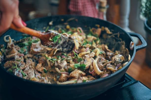 Preparing Vegan Mushroom Stroganoff