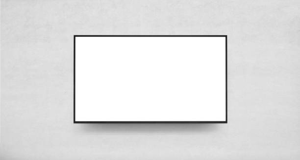 istock Large lcd tv on modern gray wall 1241738358
