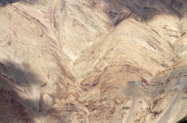 Lamayuru moonland - Picturesque lifeless mountain landscape on a section of the Leh-Kargil route in the Himalayas in the vicinity of the Buddhist monastery Lamayuru (Ladakh, India) Lamayuru moonland - Picturesque lifeless mountain landscape on a section of the Leh-Kargil route in the Himalayas in the vicinity of the Buddhist monastery Lamayuru (Ladakh, India) in a sunny summer day. Steep slopes, erosion of impassable rocks, narrow gorge moonland stock pictures, royalty-free photos & images