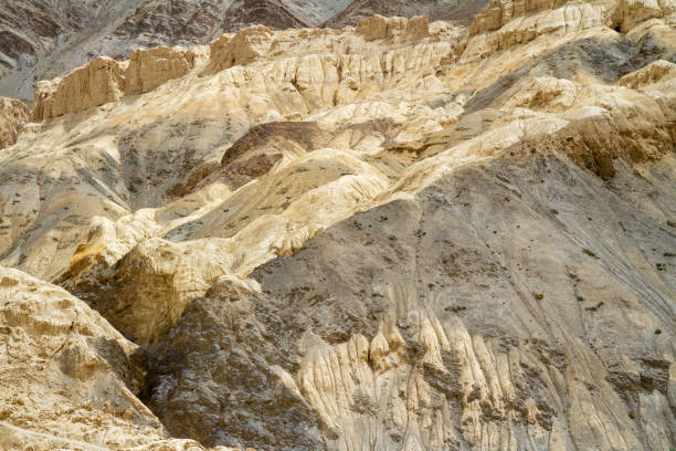 Lamayuru moonland - Picturesque lifeless mountain landscape on a section of the Leh-Kargil route in the Himalayas in the vicinity of the Buddhist monastery Lamayuru (Ladakh, India) Lamayuru moonland - Picturesque lifeless mountain landscape on a section of the Leh-Kargil route in the Himalayas in the vicinity of the Buddhist monastery Lamayuru (Ladakh, India) in a sunny summer day. Steep slopes, erosion of impassable rocks, narrow gorge moonland stock pictures, royalty-free photos & images