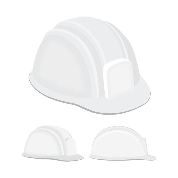 ilustrações de stock, clip art, desenhos animados e ícones de safety helmet. safety helmet vector illustrations set. - protective workwear hat violence construction