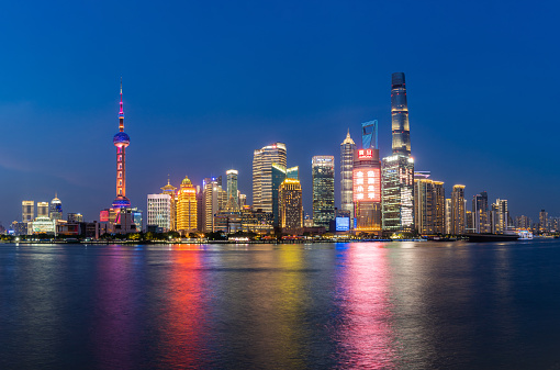 Shanghai Pudong Lujiazui Skyline Night View