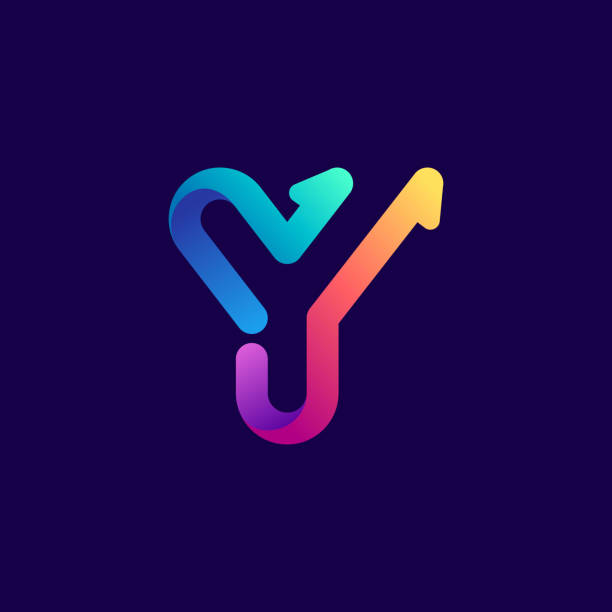 illustrazioni stock, clip art, cartoni animati e icone di tendenza di logo della lettera y con frecce. - letter y