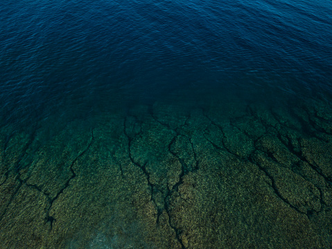 ocean reef from above, drone point of view.