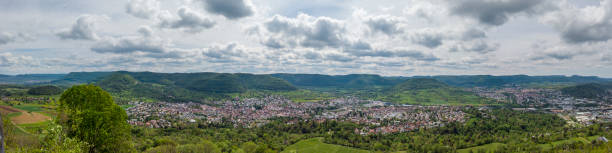 swabian alps panorama in southern part of germany.