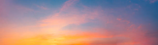 istock Twilight panorama sky background with colorful cloud in dusk. 1241801774