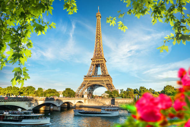 istock Bridge Iena and flowers 1241812636