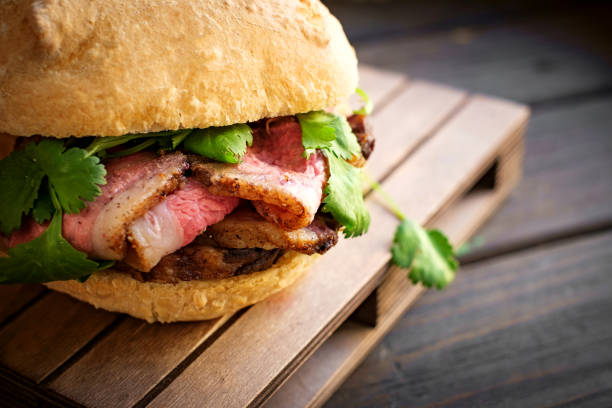 istock homemade Burger with pastrami beef parsley 1241812639