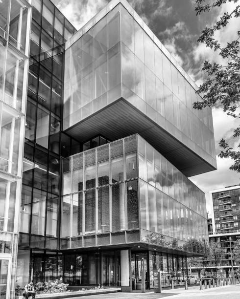 An architectural view of George Brown College from their waterfront campus building