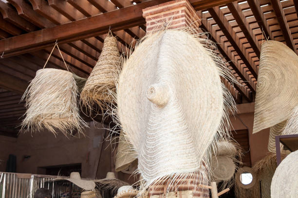 istock wicker products at the market, hats 1241849813