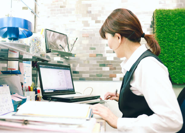 Portrait of Accountant at factory File clerk factory in Asia file clerk stock pictures, royalty-free photos & images