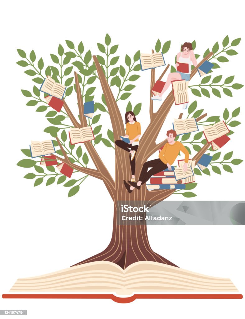 Education Concept Books Growth On The Tree And People Studying Cartoon Character Design Flat Vector Illustration On White Background Stock Illustration - Download Image Now - iStock Education Concept Books Growth On The Tree And People Studying Cartoon Character Design Flat Vector Illustration On White Background Stock Illustration - Download Image Now - iStock