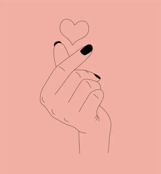 Vector illustration of Woman clicking her fingers making a heart