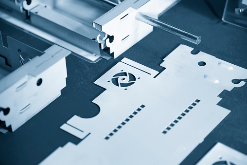 The power supply chassis case from laser cutting process. The sheet metal working sample parts .