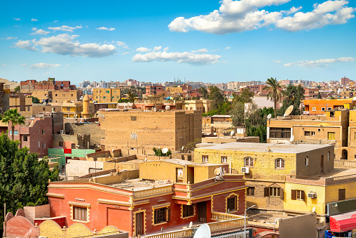 Giza residential neighbourhood from plateau at sunny day