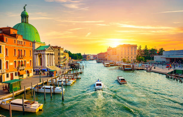 istock Canal and vaporetto stop 1241892407