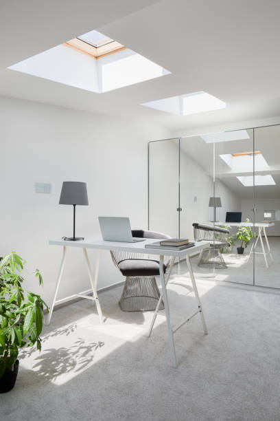 istock Office area in attic room 1241926688