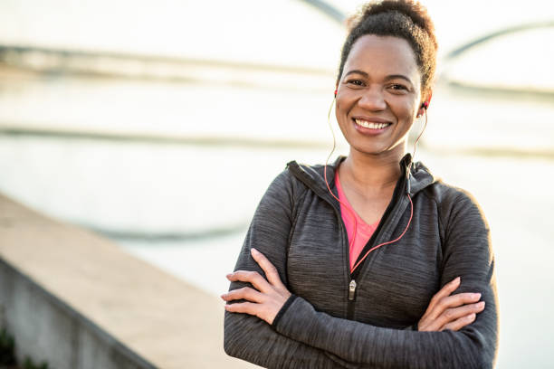istock Happy Athletic woman looking at camera. 1241953031