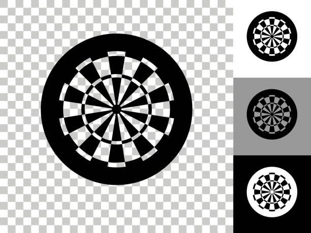 Dartboard Icon on Checkerboard Transparent Background Dartboard Icon on Checkerboard Transparent Background. This 100% royalty free vector illustration is featuring the icon on a checkerboard pattern transparent background. There are 3 additional color variations on the right.. Dartboard stock illustrations