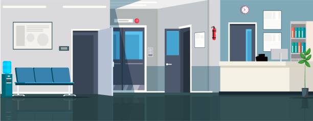 illustrations, cliparts, dessins animés et icônes de illustration de vecteur de clinique médicale moderne - domestic room seat entrance hall corridor