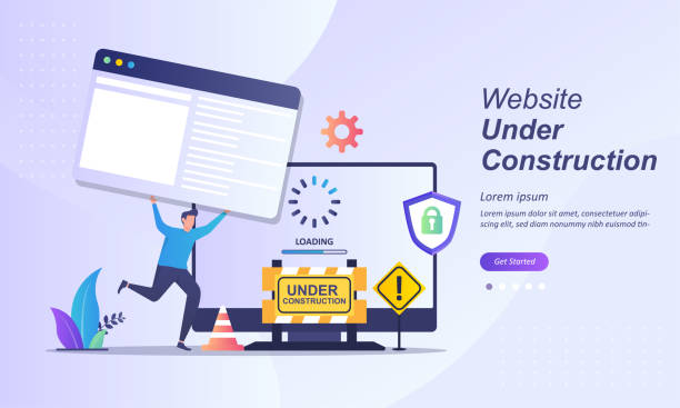 Website is Under Construction concept, A team Fixing web system, updating the server by developers Suitable for web landing page, ui, mobile app, banner template. Vector Illustration Website is Under Construction concept, A team Fixing web system, updating the server by developers Suitable for web landing page, ui, mobile app, banner template. Vector Illustration repairing construction site construction web page stock illustrations