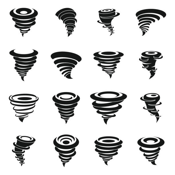 zestaw ikon tornado, prosty styl - tornado obrazy stock illustrations