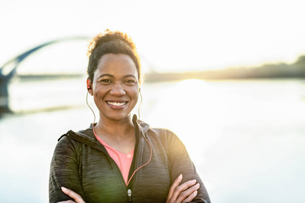 istock Happy Athletic woman looking at camera. 1242060781