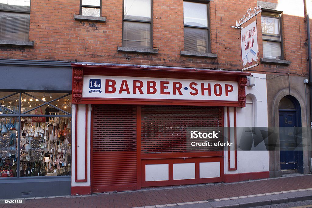 Barber shop - Dublin, Ireland A recently closed barber shop in Dublin, Ireland Abandoned Stock Photo