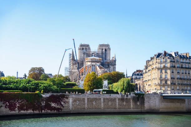 istock Notre de Paris rebuilding with the scaffolding 1242106433