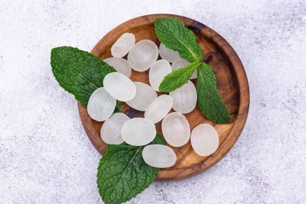 istock Sweet hard peppermint candy and mint 1242107010