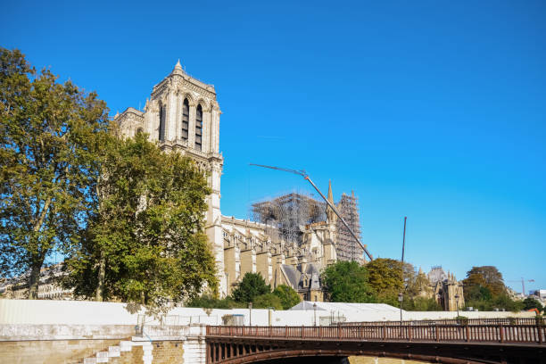 istock Notre de Paris rebuilding with the scaffolding 1242107588