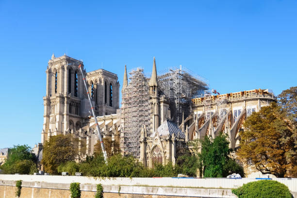 istock Notre de Paris rebuilding with the scaffolding 1242107589