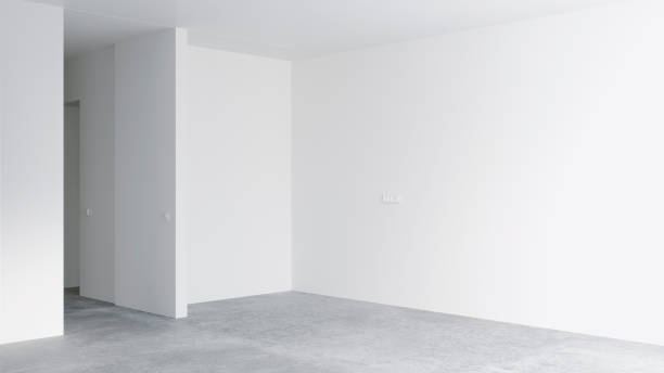 istock 3D rendering of an empty room with decoration materials without flooring 1242110219