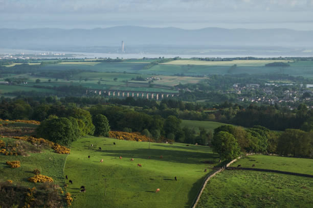 Top view of a rural Scottish landscape stock photo