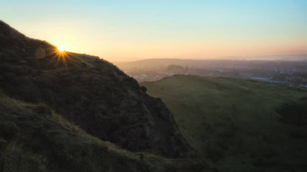 istock Top view from the mountains of Edinburgh at sunset 1242126917