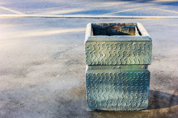 trashcan in city public park of active rest eco sport