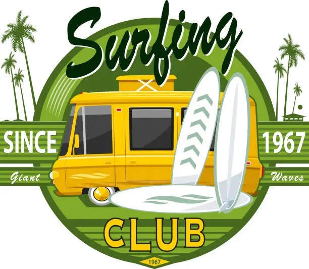 Vector illustration of Surfing club