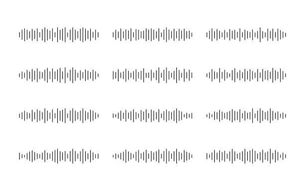 ustaw ikonę dźwięku lub fali dźwiękowej. fala dźwiękowa dla mediów społecznościowych i aplikacji muzycznej. projekt graficzny wektorowy - decibel stock illustrations