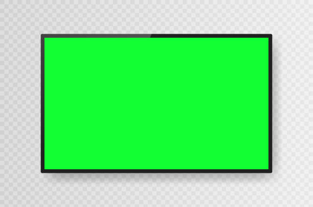 ilustrações, clipart, desenhos animados e ícones de tela cromakey de televisão preta realista isolada em fundo transparente. monitor de led de tv em branco 3d. ilustração vetorial - video three dimensional shape surveillance watching