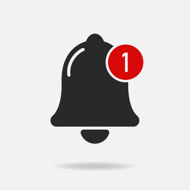 bell icon, 1 notification. vector flat style symbol isolated on white bell icon, 1 notification. vector flat style symbol isolated on white. notification icon stock illustrations