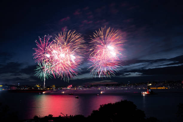 istock Fireworks over Bosphorus Strait, Istanbul City, Turkey 1242249049