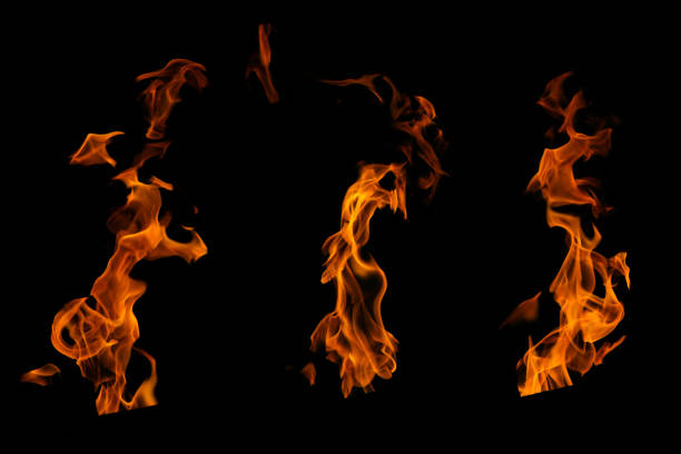 istock Fire burning flame collection set  on black background for graphic design 1242274683
