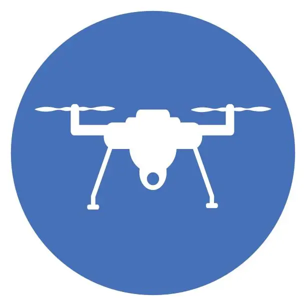 Vector illustration of Drone icon, symbol, blue, Vector