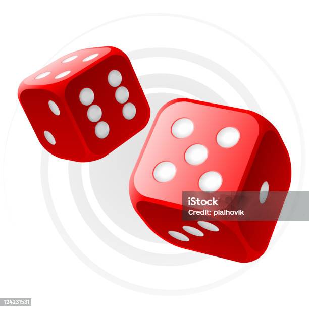 Dices Rosso - Immagini vettoriali stock e altre immagini di Gioco dei dadi - Gioco dei dadi, Rosso, Vettoriale