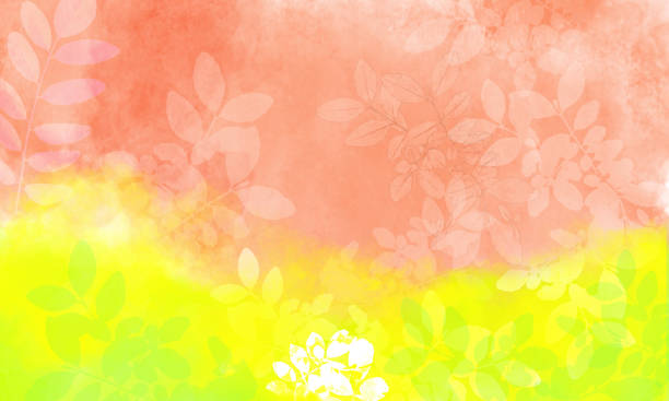 istock Pastel-Colored Watercolor Background with Leaves - Copy Space 1242326092
